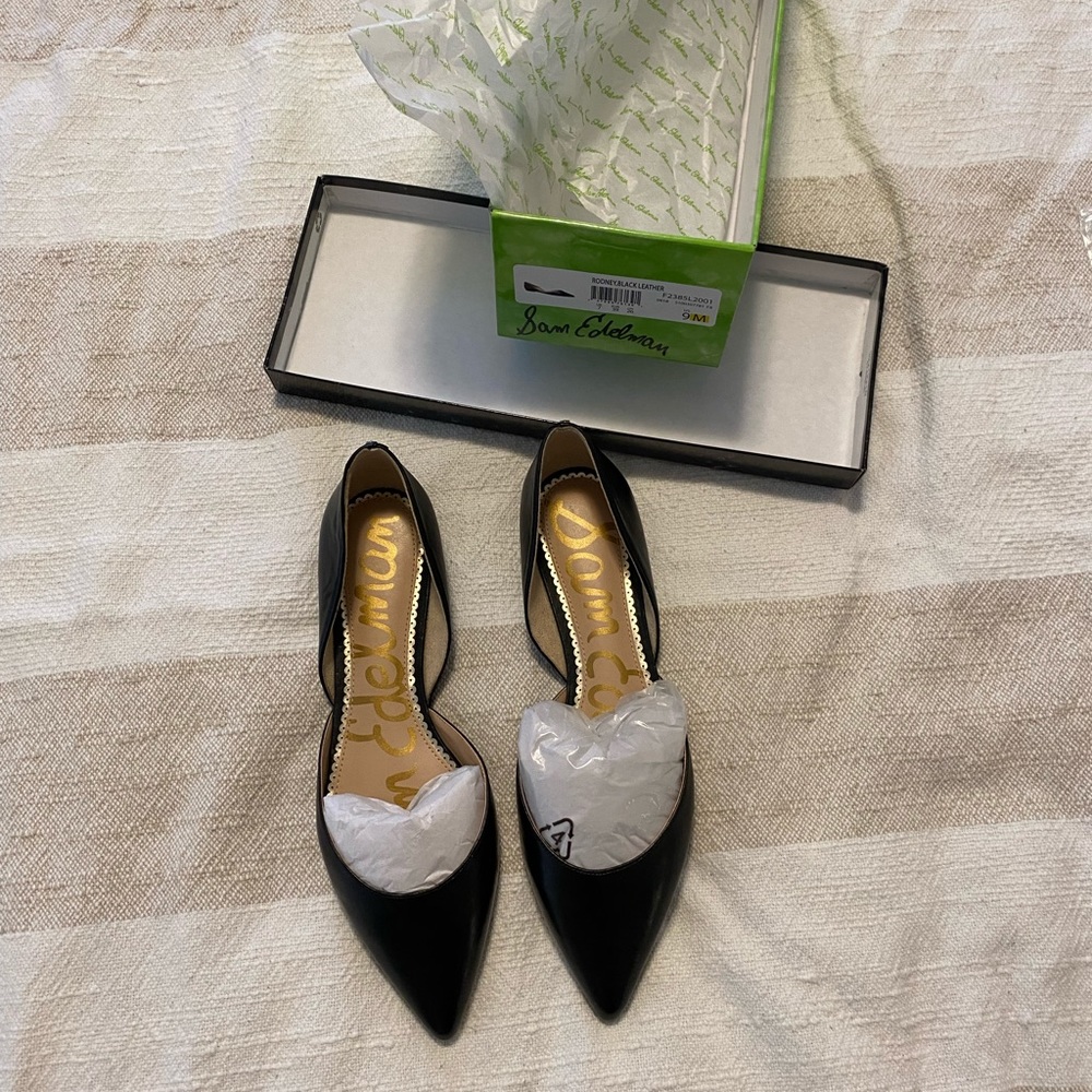 Sam Edelman Black leather D’Orsay pointed toe flats